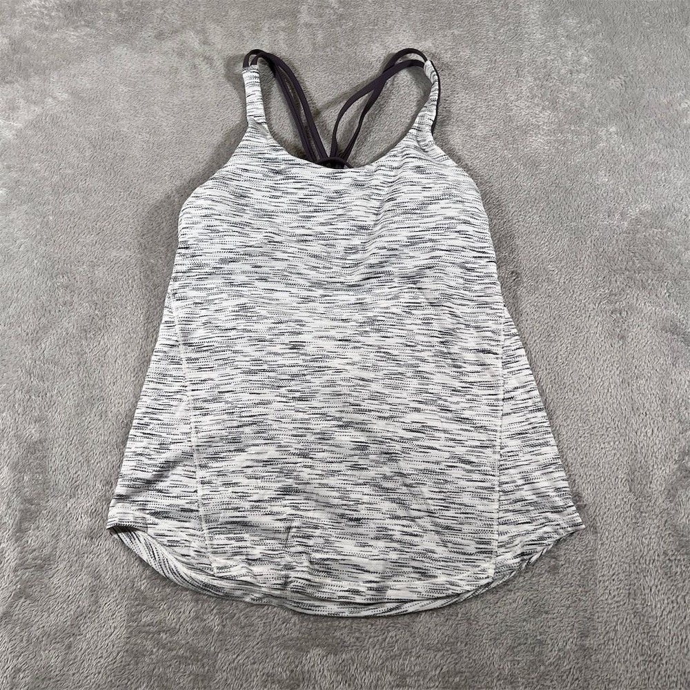 Lululemon Moment To Movement 2-In-1 Tank Womens 6 Tiger Space Dye Hail White